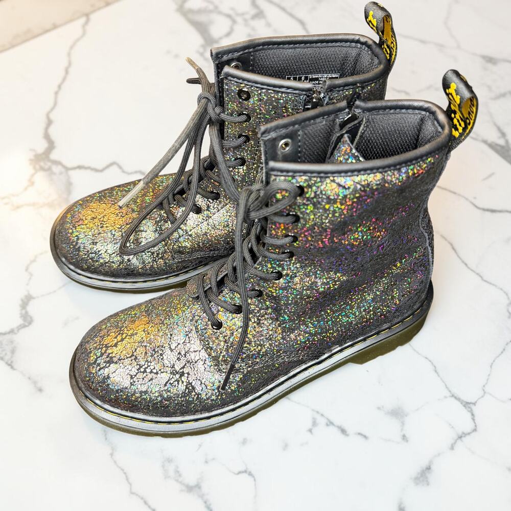 Dr. Martens 1460 Y Iridescent Cracked Metallic Glitter Lace-Up Boots